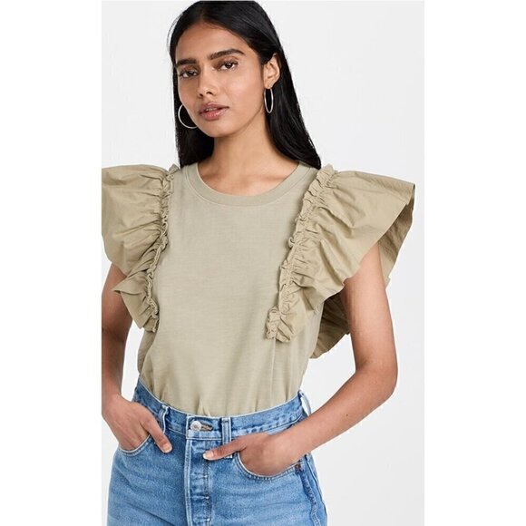 Nation Ltd Para Boxy Tee Moss ruffle large Coquette Romantic feminine demure - Picture 4 of 7